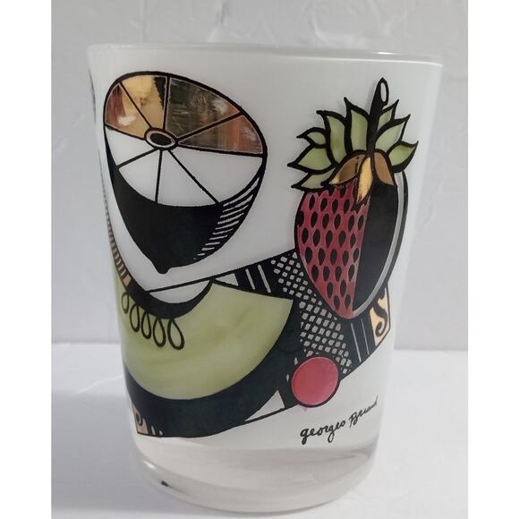 One Vtg MCM Georges Briard Fruit Ambrosia Frosted Rocks Old Fashioned Lowball - Picture 8 of 16